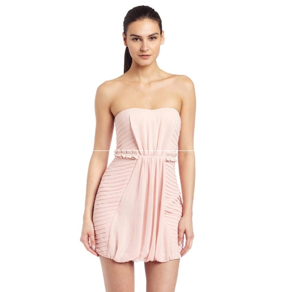 BCBG light pink plead strapless dress